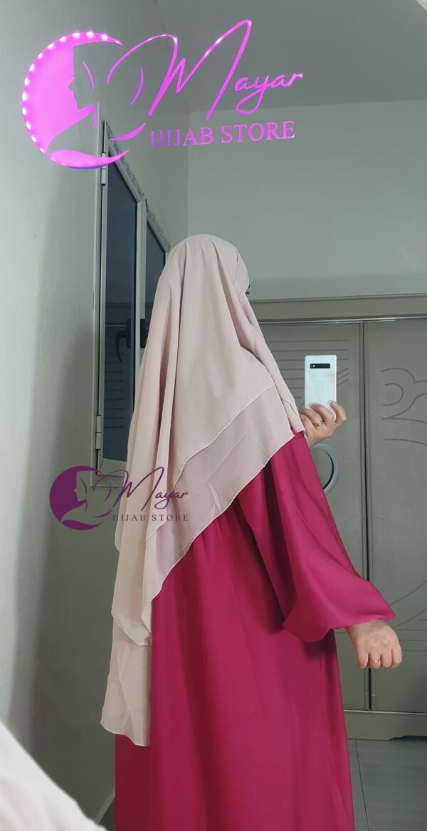 Hijab-Isdel -Khimar-femme-deux-couches Mayar Beige rosé