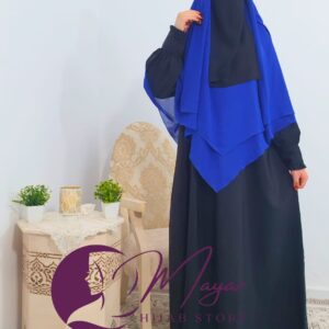 Hijab-Isdel -Khimar-femme-deux-couches Mayar Bleu roi