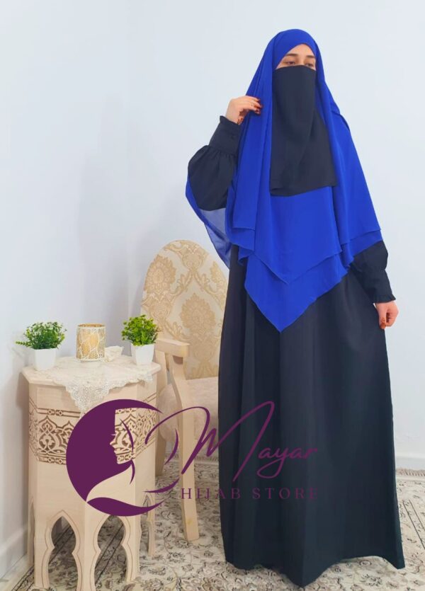 Hijab-Isdel -Khimar-femme-deux-couches Mayar Bleu roi