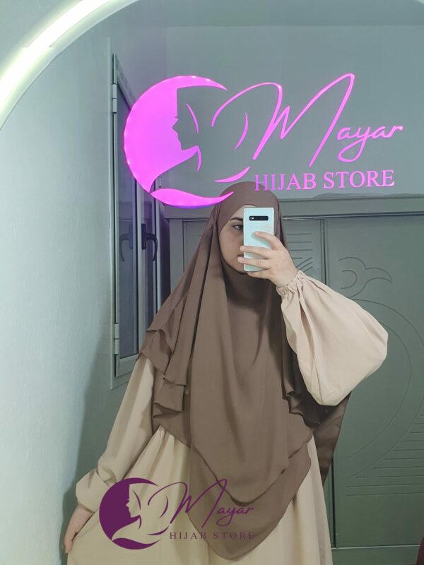 Hijab-Isdel -Khimar-femme-deux-couches Mayar Caramel