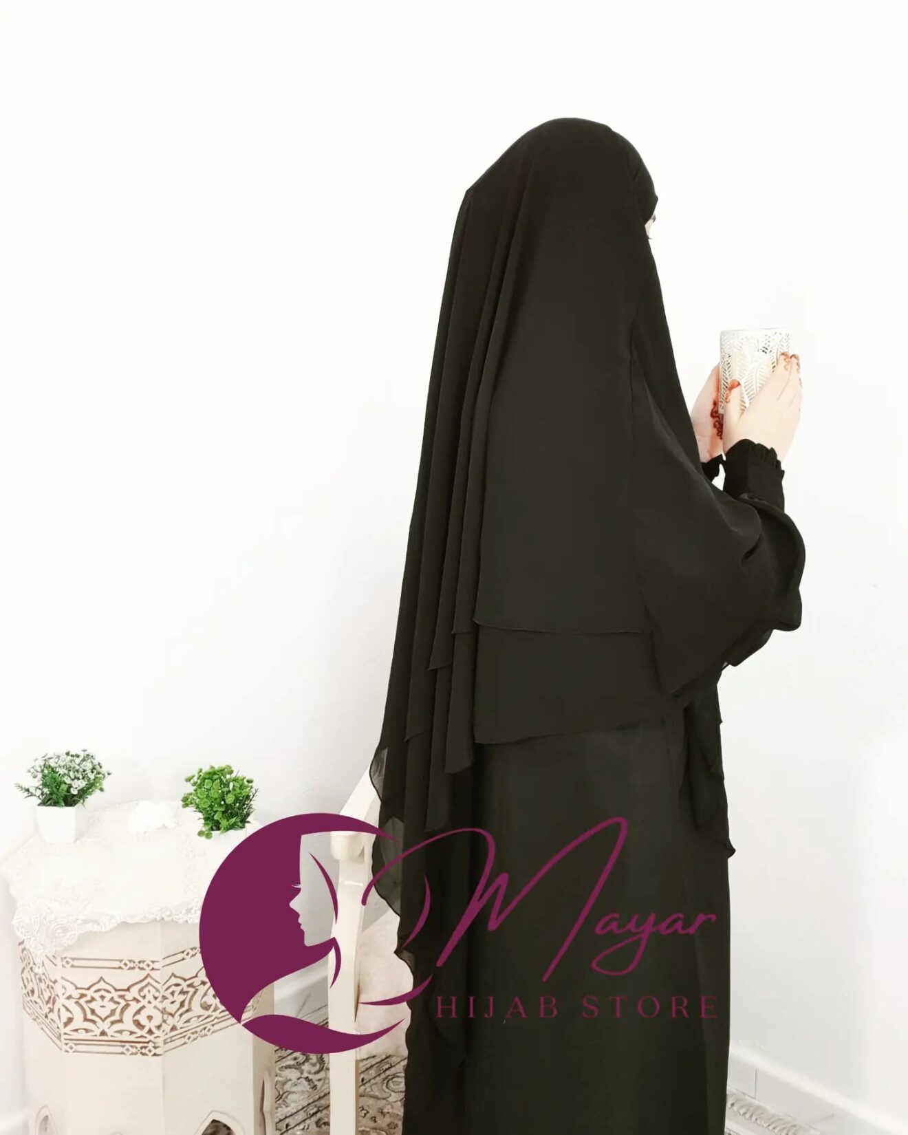 Hijab-Isdel -Khimar-femme-deux-couches Mayar Noir