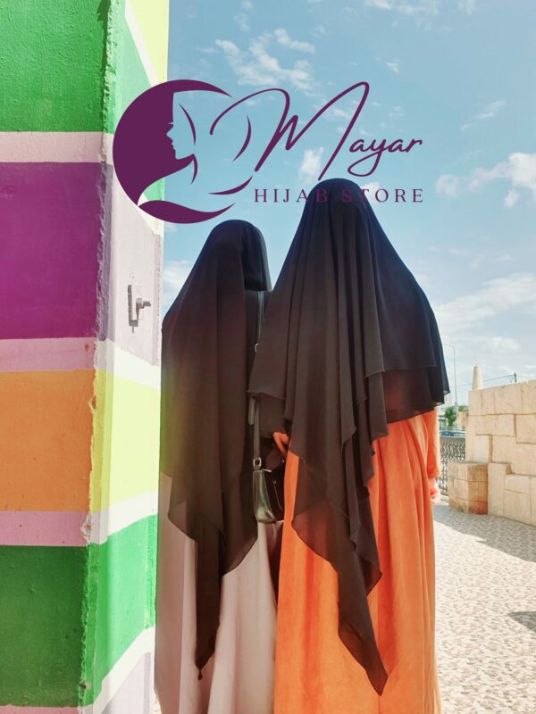 Hijab-Isdel -Khimar-femme-deux-couches Mayar Noir