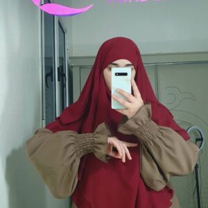 Hijab-Isdel-Khimar-femme-deux-couches-Mayar-Rose-Rouge-bordeaux