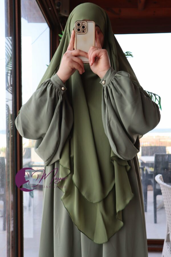 Jilbab Zahra Vert militaire - mayar hijab store