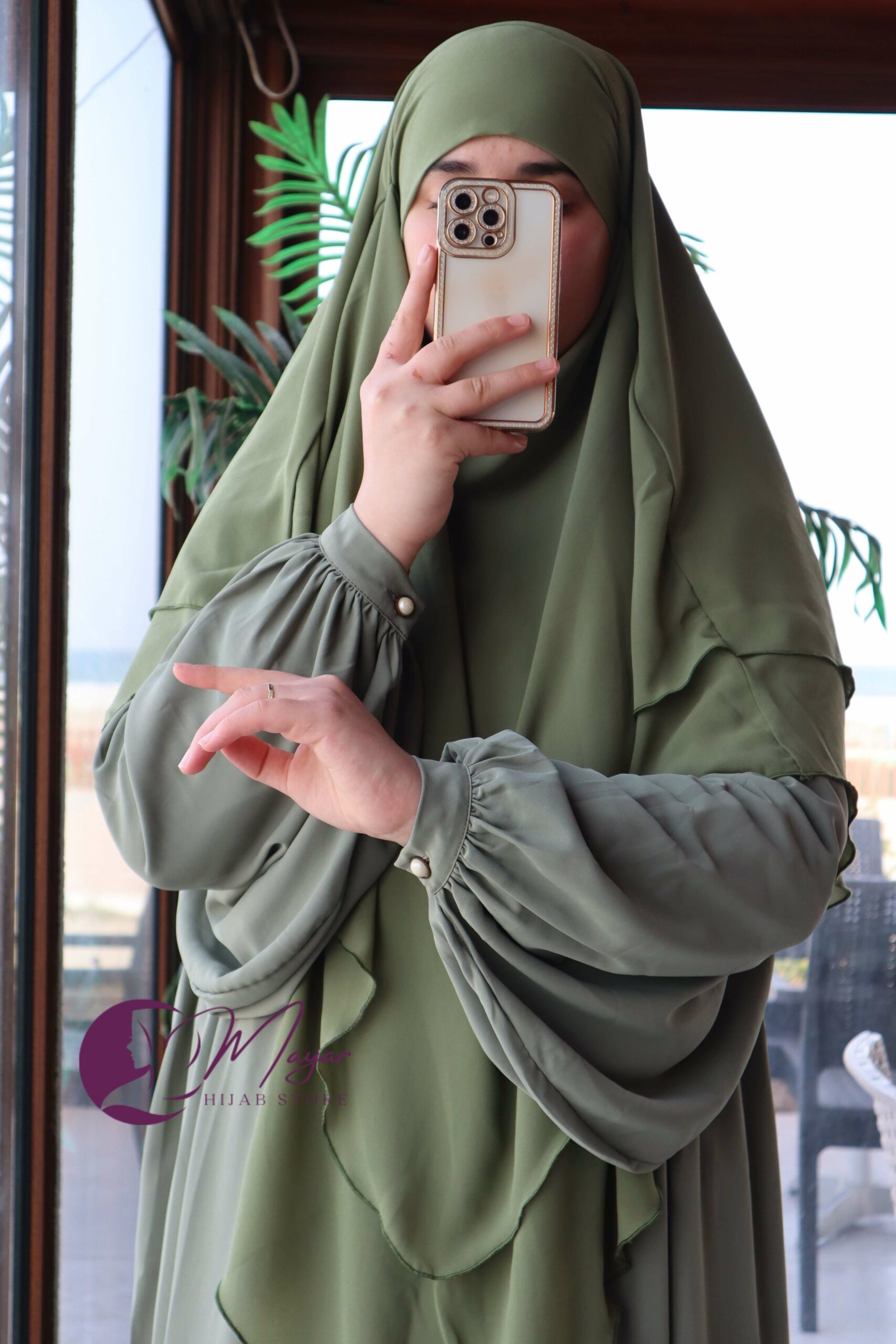  Jilbab Zahra Vert militaire - mayar hijab store